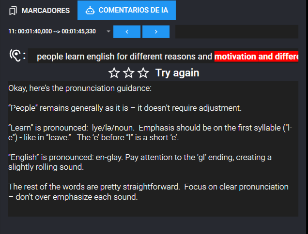 Software para el laboratorio de idiomas con Inteligencia Artificial